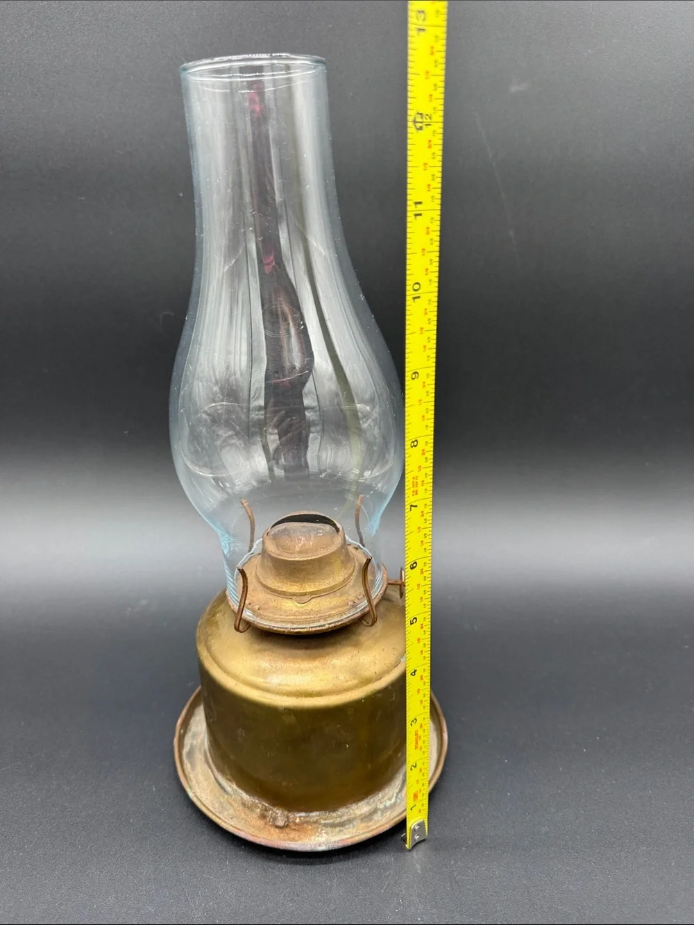 Eagle Brass and Clear Glass Vintage Oil Lamp